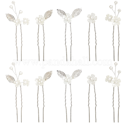 Сплав с пластиковыми бусинами палочки для волос для женщин девочек OHAR-WH20010-08P-1