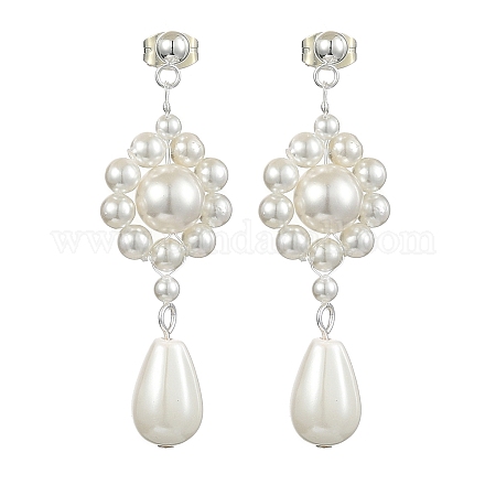 Серьги-гвоздики с подвесками и жемчугом EJEW-TA00339-1