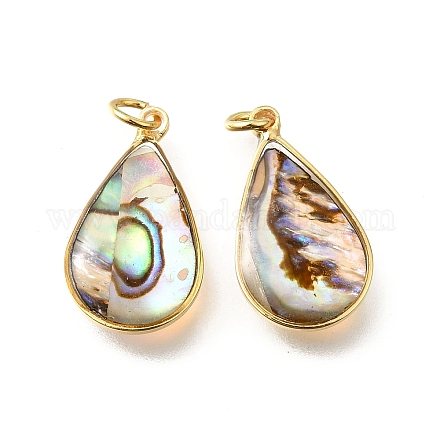 Подвески из натуральной ракушки пауа и эпоксидной смолы KK-E794-02G-02-1