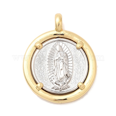 Плоские круглые подвески с амулетами Девы Марии из латуни KK-H529-29GP-1