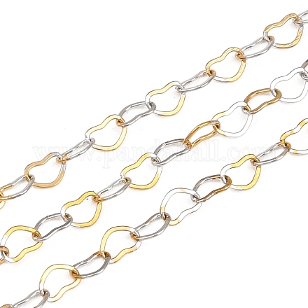 Двухцветные цепочки из нержавеющей стали 304 с звеньями в форме сердца&nbsp;CHS-C013-04A-01-1