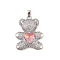 Brass Micro Pave Cubic Zirconia Pendants, Bear, Rack Plating, Long-Lasting Plated, Lead Free and Cadmium Free, Pink, 26.5x21x6.5mm, Hole: 3.5x2mm