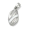 Brass Enamel Pendants, Cadmium Free & Nickel Free & Lead Free, Platinum, Oval, 18x9x3.5mm, Hole: 4x2mm