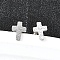 304 Stainless Steel Stud Earrings, Stainless Steel Color, Cross, 8x6mm