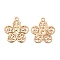 Long-Lasting Plated Brass Charms, Hollow, Flower Charms, Cadmium Free & Nickel Free & Lead Free, Light Gold, 14x12.5x0.3mm, Hole: 0.9mm
