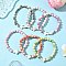 6Pcs 6 Colors Baking Paint Synthetic Turquoise Round & Cross Beads Stretch Bracelets for Men Women, Mixed Color, Inner Diameter: 2-1/4 inch(5.6cm), 1pc/color