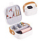 Square PU Leather & PP & Silicone Jewelry Set Box, Travel Portable Jewelry Case, Storage Boxes, for Necklaces, Rings, Earrings and Pendants, White, 10x9.7x3.8cm