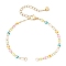 3MM Brass Colorful Enamel Dapped Chain Bracelet Making, with 304 Stainless Steel End Chains, Golden, 6-1/2 inch(16.6cm)