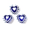 Handmade Lampwork Beads, Heart, with Enamel, Blue, 15~15.5x16.5x8.5~9.5mm, Hole: 1.4mm