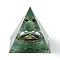 Orgonite Pyramid Resin Energy Generators, Reiki Natural Green Aventurine Chips Inside for Home Office Desk Decoration, 60x60x59mm