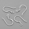 Sterling Silver Earring Hooks, Silver, 14~16x14~15mm, Hole: 1.5mm, 21 Gauge, Pin: 0.7mm