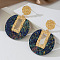 Alloy & Acrylic Stud Dangle Earrings, Golden, Flat Round, 61x41mm