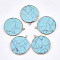 Synthetic Turquoise Pendants, with Brass Findings, Flat Round, Golden, 35~36x31~32x3mm, Hole: 2mm