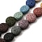 Natural Lava Rock Beads Strands, Dyed, Flat Round, Mixed Color, 12~12.5x5~6mm, Hole: 1.2mm, about 32pcs/strand, 15.75''(40cm)