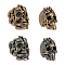 4Pcs 4 Styles Outdoor EDC Tool Brass Parachute Rope European Beads, Large Hole Beads, Skull with Spider, Mixed Color, 19~21x11~14x17~18mm, Hole: 5.2~5.8mm, 1pc/style