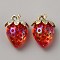 Acrylic Pendants, with Alloy Finding, Strawberry, Red, 32x23x17mm, Hole: 2.8mm