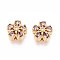 Brass Micro Pave Cubic Zirconia Beads, Flower, Real 18K Gold Plated, 11x11x7mm, Hole: 1.8mm