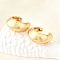Brass Cuff Earrings, C-Shaped, Real 18K Gold Plated, 16.5x16x8mm