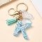 Resin & Acrylic & Faux Suede Tassel Keychain,  with Alloy Clasp and Iron Rings, Letter K, 9.6cm