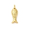 Brass Pendants, Fish, Rack Plating, Long-Lasting Plated, Cadmium Free & Lead Free, with Jump Ring, Real 18K Gold Plated, 16.5x7x5mm, Hole: 3.5mm
