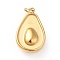 Ion Plating(IP) 304 Stainless Steel Pendants, with Jump Ring, Avocado Charms, Real 14K Gold Plated, 18x11.5x7mm, Hole: 2.8mm