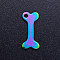 Ion Plating(IP) 201 Stainless Steel Pet Pendants, Dog Bone, Rainbow Color, 15x6.5x1mm, Hole: 1.5mm