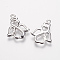 Brass Pendants, Angel, Platinum, 16x14x2mm, Hole: 1mm