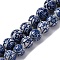 Handmade Blue and White Porcelain Beads Strands, Round, Prussian Blue, 10~11mm, Hole: 1.5mm, about 39pcs/strand, 35.5~40.5cm
