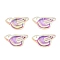 Electroplate and Golden Metal Enlaced Glass Beads, Bird, Medium Orchid, 10x19.5x7mm, Hole: 1mm