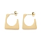 304 Stainless Steel Stud Earrings, Rectangle, Real 18K Gold Plated, 21x20mm