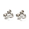 Brass Clip-on Earring Settings, with Rhinestone, Stainless Steel Color, 14x17x5mm, Hole: 1.5mm