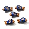 Handmade Porcelain Beads, Hand-painted Fish, Blue, 12~12.5x25.5~27x8.5~10mm, Hole: 1.6~1.8mm