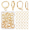 60Pcs 2 Styles Brass Leverback Earring Findings, with Horizontal Loops, Long-Lasting Plated, Real 18K Gold Plated, 14.7~15.5x11.7~10x1.5~2mm, Hole: 1.5~1.8mm