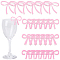 24Pcs 4 Styles Acrylic Wine Glass Charms, Bowknot, Pink, 37.5~51.5x49.5~59.5x1.5~2mm, 6pcs/style