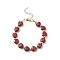 Natural Red Rainbow Jasper Heart Beaded Bracelet, Gemstone Jewelry for Women, 7-3/8 inch(18.7cm)