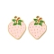 304 Stainless Steel Enamel Charms, Ion Plating(IP), Golden, Strawberry, 15x11x1.5mm, Hole: 1.2mm