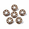 Donut with Flower Walnut Wood Stud Earrings with 316 Stainless Steel Pin for Women, Tan, 18mm, Pin: 0.7mm