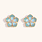 304 Stainless Steel Enamel Stud Earrings, Flower, Light Sky Blue, 20mm