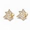 Brass Micro Pave Clear Cubic Zirconia Peg Bails Pendants, for Half Drilled Beads, Nickel Free, Star, Real 18K Gold Plated, 17.5x16.5x4.5mm, Hole: 2.5x1.5mm, Pin: 0.9mm