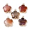 Natural Red Agate Pendants, Flower Charms with Brass Findings, Golden, 23~24x21x6mm, Hole: 1.8mm