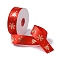 25 Yards Christmas Theme Printed Polyester Ribbon, for DIY Jewelry Making, Red, 7/8~1 inch(23~25mm)