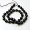 Natural Agate Beads Strands, Round, Dyed & Heated, Black, 8mm, Hole: 1mm