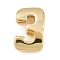 Number 3 Brass Beads, Long-Lasting Plated, Rack Plating, Lead Free & Cadmium Free, Real 18K Gold Plated, 14x9x5mm, Hole: 11x3mm