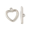 Heart Alloy Toggle Clasps, Cadmium Free & Lead Free, Rack Plating, Platinum, Heart: 16x14.5x2mm, Hole: 1.8mm, Bar: 5x19.5x2mm, hole: 1.8mm