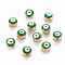 Alloy Enamel Beads, Evil Eye, Light Green, 8x6~7mm, Hole: 1mm