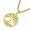 Stainless Steel Pendant Necklaces, Box Chain, Tree of Life, Golden, 23.35~23.46 inch(59.3~59.6cm)