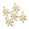 Ion Plating(IP) 304 Stainless Steel Pendants, with Jump Rings, Leaf Shape, Golden, 31.5x20.5x1mm, Hole: 3.5mm