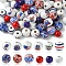 75Pcs 12 Styles Independence Day Theme Wood European Beads, Large Hole Beads, Round, Mixed Color, 12~16x11~15mm, Hole: 4~4.2mm
