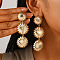 Alloy Dangle Stud Earrings, Golden, Flower, 50mm