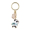Snowflake & Panda Alloy Enamel Pendant Keychains, with Iron Split Key Rings, Golden, 8.2cm, Pendant: 30x26.5x1.7mm